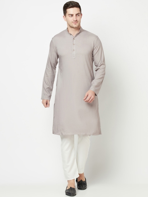 

Purple State Men Grey Striped Thread Work Kurta