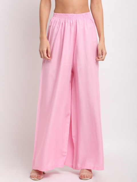 

NEUDIS Women Pink Flared Palazzos