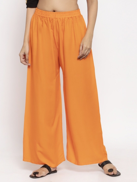 

NEUDIS Women Orange Ethnic Flared Wide Leg Palazzos