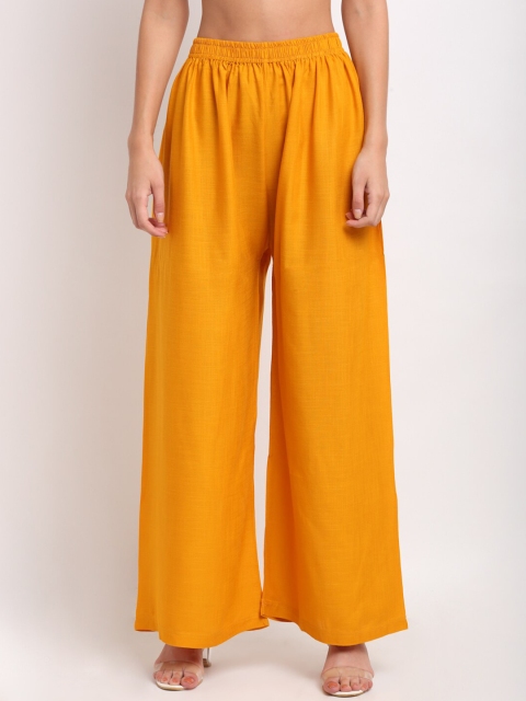 

NEUDIS Women Mustard Yellow Flared Palazzos