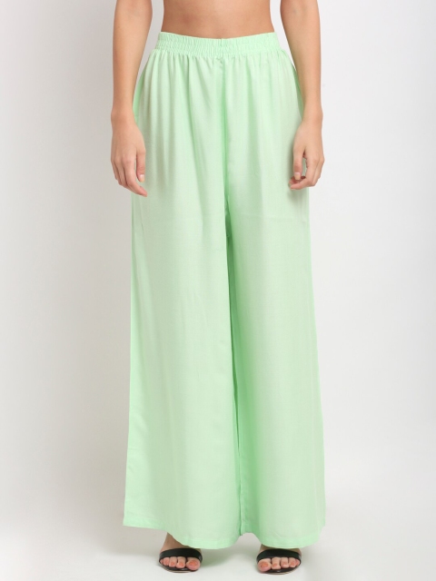 

NEUDIS Women Green Ethnic Flared Wide Leg Palazzos