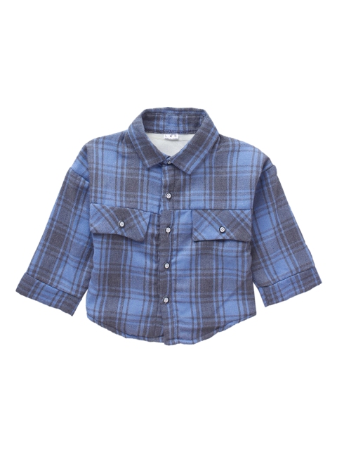 

SteezMe Boys Blue & Grey Opaque Checked Casual Shirt