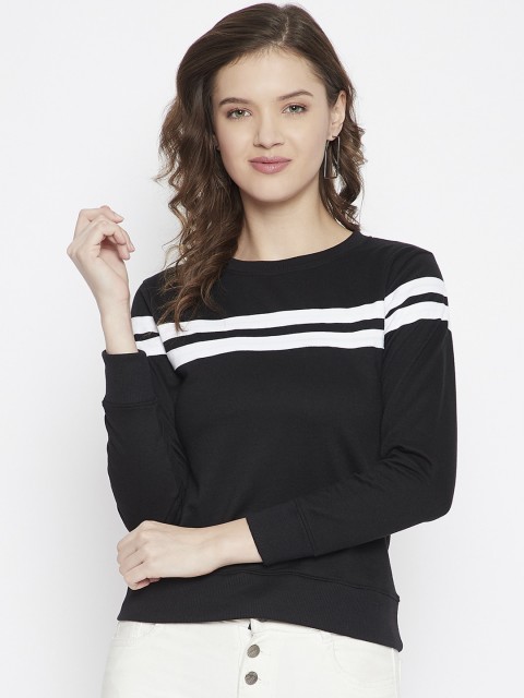 

Rodzen Women Black Striped Sweatshirt