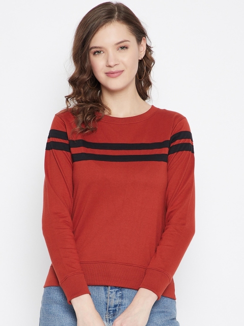 

Rodzen Women Red Striped Sweatshirt