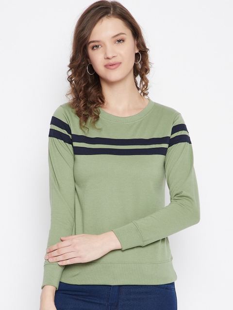

Rodzen Women Green Striped Sweatshirt