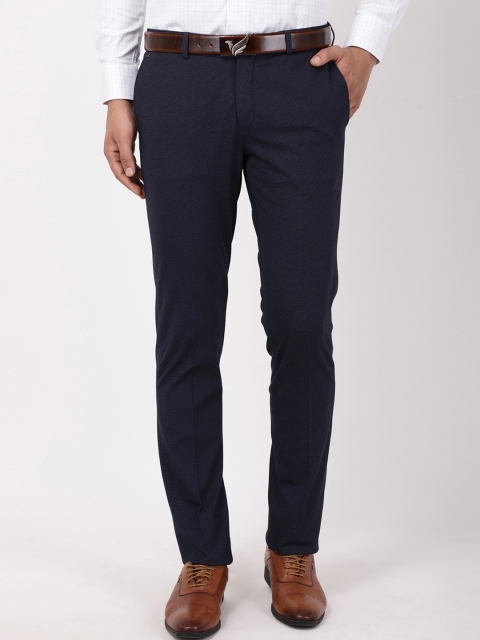 

Blackberrys Men Navy Blue Skinny Fit Formal Trousers