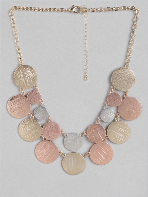 

Anouk Rose Gold-Toned & Silver-Toned Gold-Plated Layered Coin Necklace