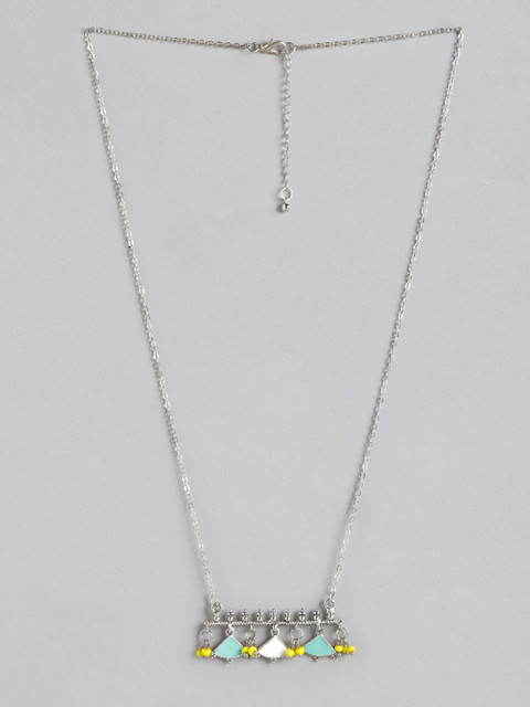 

Anouk Silver-Plated & Green Geometric Shaped Necklace