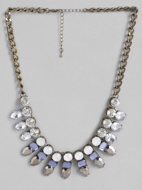 

Anouk Antique White & Blue Gold-Plated Stone-Studded Necklace
