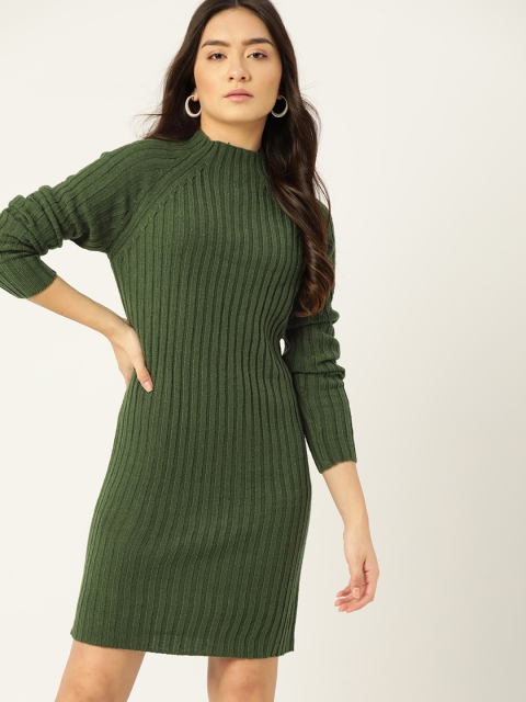

DressBerry Green Self-Striped Sweater Dress