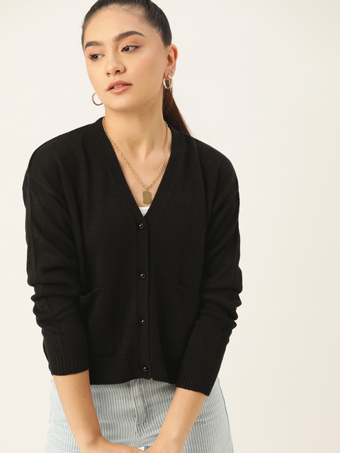 

DressBerry Women Black Solid Cardigan