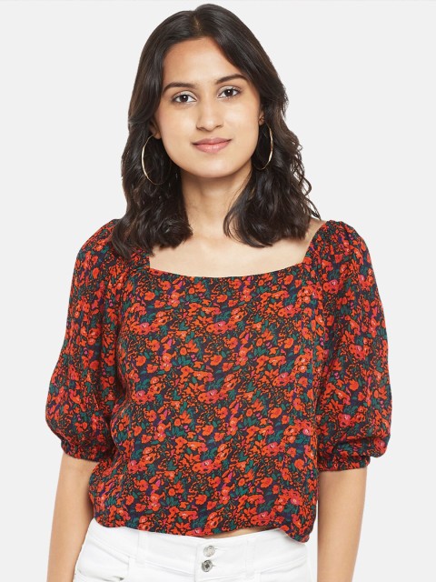 

People Orange Floral Regular Top