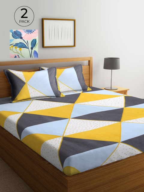 

KLOTTHE Multicoloured Printed 210 TC 2 King Bedsheet with 4 Pillow Covers, Multi