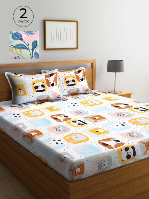 

KLOTTHE Multicoloured Printed 210 TC 2 King Bedsheet with 4 Pillow Covers, Multi
