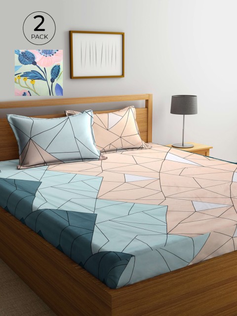 

KLOTTHE Multicoloured Printed 210 TC 2 King Bedsheet with 4 Pillow Covers, Multi