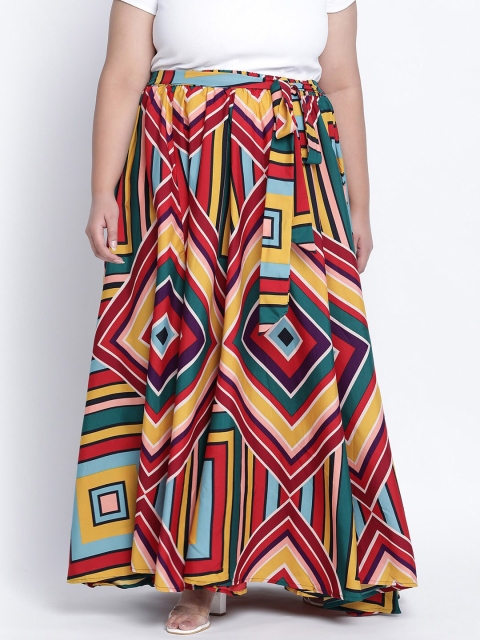

Oxolloxo Women Multi-Coloured Printed Flared Maxi Skirt