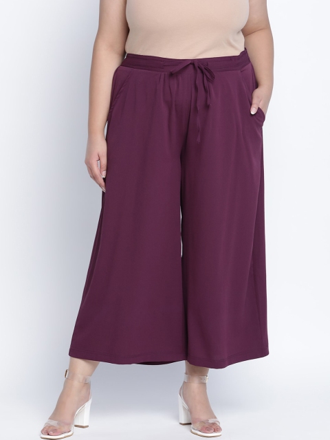 

Oxolloxo Women Purple Solid Plus Size Culotte Trousers
