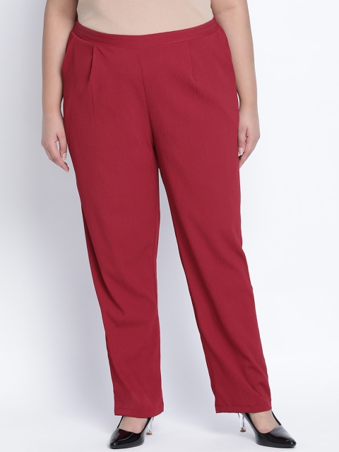 

Oxolloxo Women Maroon Pleated Trousers
