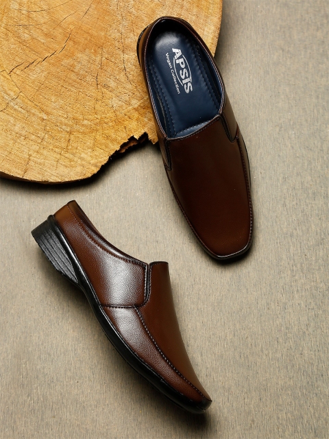 

Apsis Men Brown Textured Formal Slip On Shoes