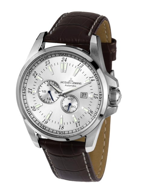 

Jacques Lemans Men Silver-Toned Dial & Brown Leather Straps Analogue Chronograph Watch