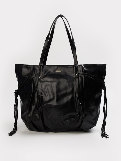 

Ginger by Lifestyle Black Oversized Shopper Shoulder Bag with Tasselled