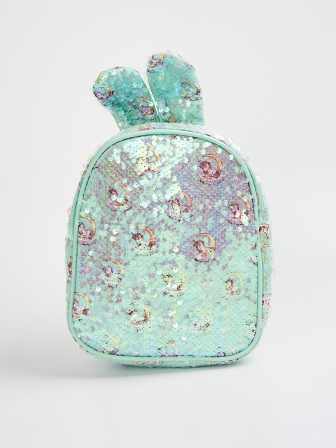 

Ginger by Lifestyle Women Green & Pink Embellished Backpack