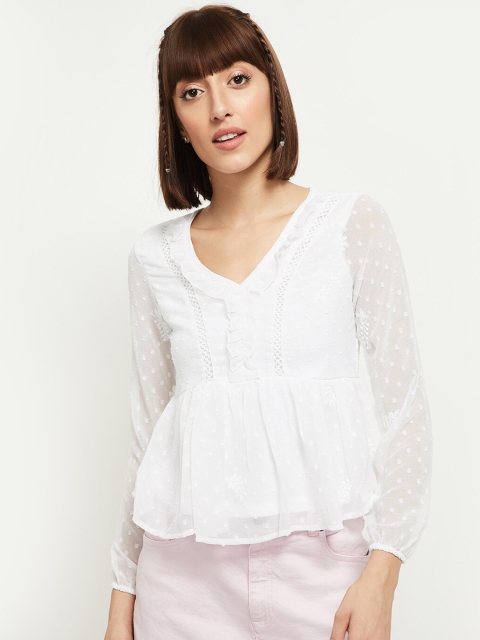 

max Cream-Coloured Peplum Top