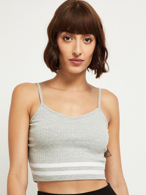 

max Grey Melange Fitted Crop Top