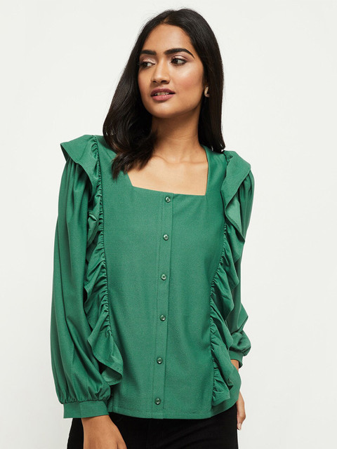 

Max Women Green Frilled Top