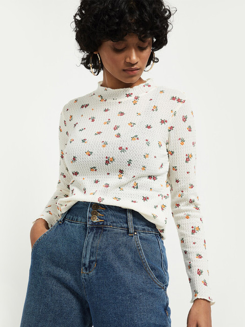 

max Cream-Coloured Floral Regular Top