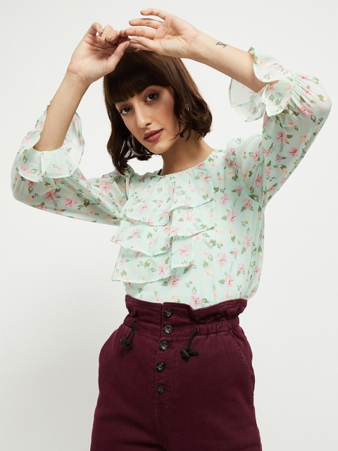 

max Green Floral Regular Top