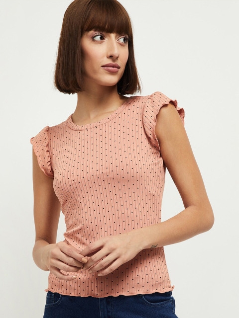 

Max Women Brown Polka Dots Printed Top