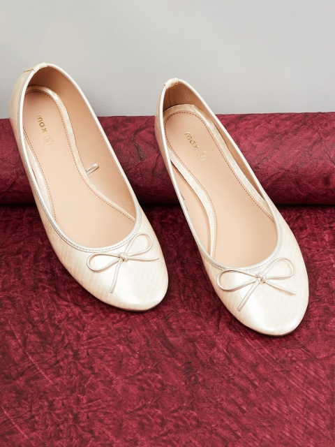 

max Women Beige Embellished Ballerinas With Bows Flats