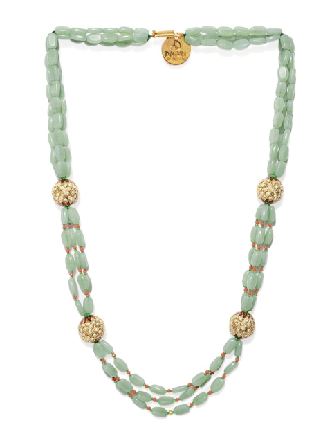 

DUGRISTYLE Green & Red-Toned & Gold-Plated Kundan Handcrafted Necklace With Earrings