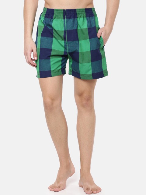 

Cross Court Men Green & Blue Checked Pure Cotton Boxers CCBX102R1