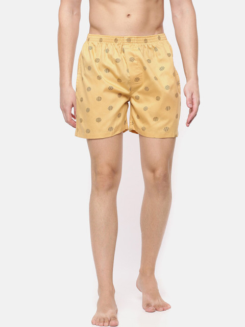 

Cross Court Men Yellow & Black Printed Pure Cotton Boxers CCBX215R1
