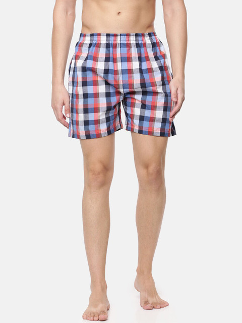 

Cross Court Men Blue & White Checked Pure Cotton Boxer