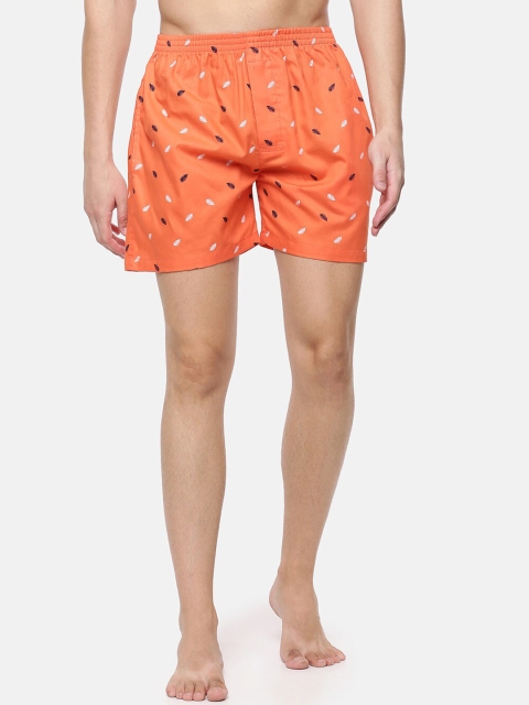 

Cross Court Men Orange & White Printed Pure Cotton Boxers CCBX216R1