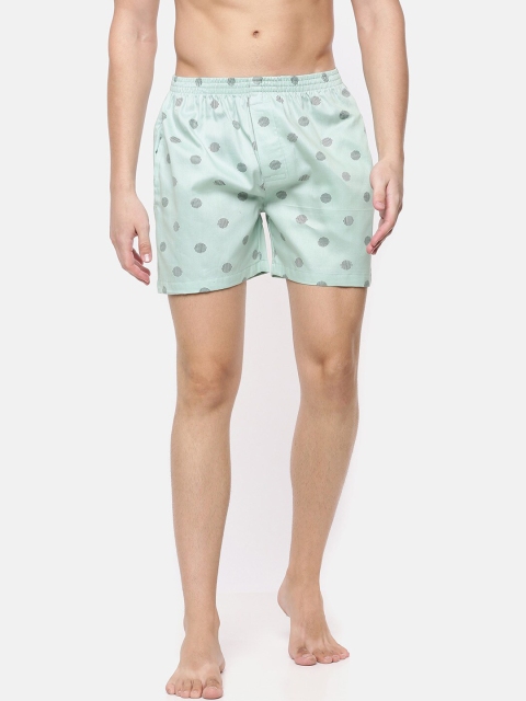 

Cross Court Men Sea Green & Black Printed Pure Cotton Boxers CCBX214R1