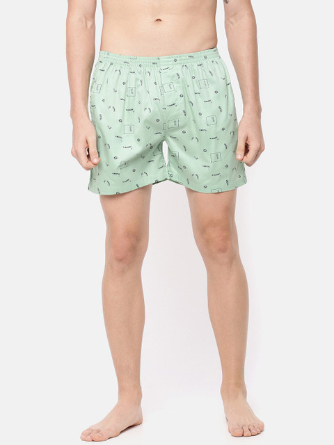 

Cross Court Men Green & Black Printed Pure Cotton Boxers CCBX222R1