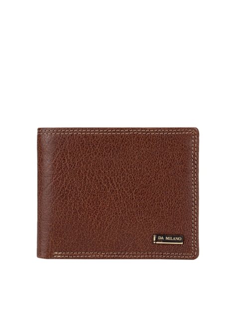 

Da Milano Men Brown Textured Leather Two Fold Wallet