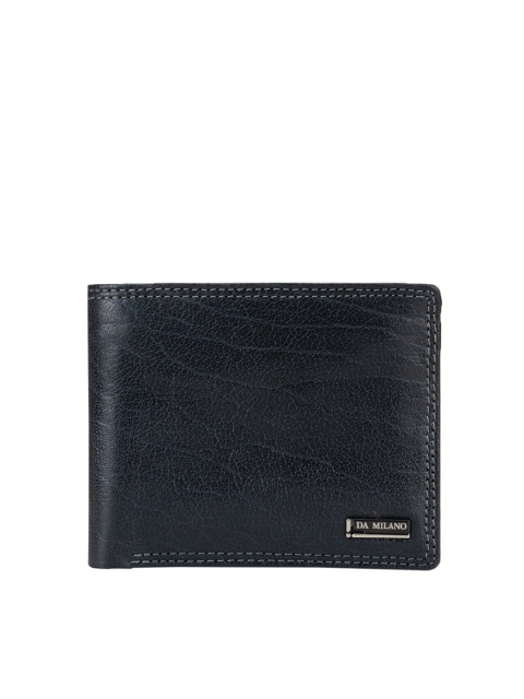 

Da Milano Men Blue Textured Leather Two Fold Wallet