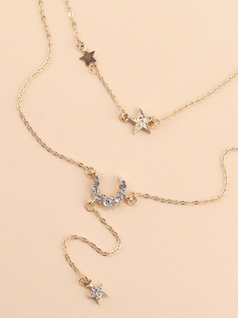 

URBANIC Gold-Toned Stone Studded Layered Necklace