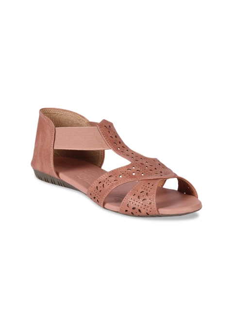 

Bella Toes Women Pink Open Toe Flats with Laser Cuts