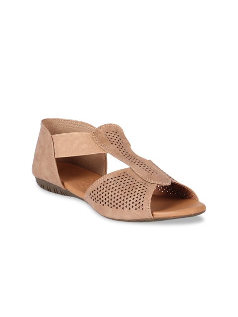 

Bella Toes Women Beige Open Toe Flats with Laser Cuts