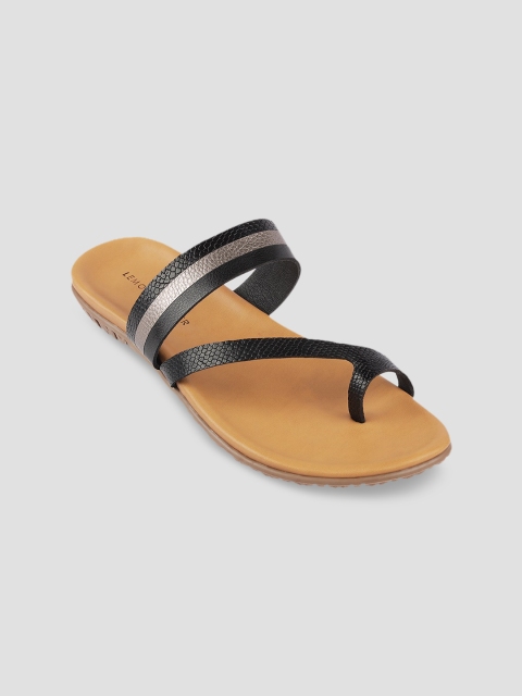 

LEMON & PEPPER Women Black Colourblocked One Toe Flats