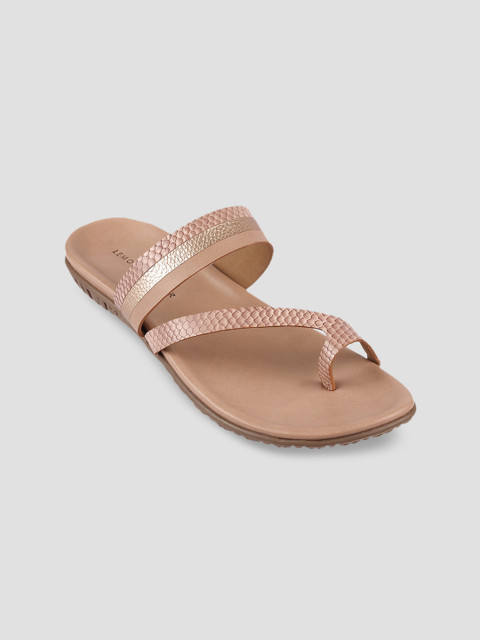 

LEMON & PEPPER Women Pink & Gold-Toned Textured One Toe Flats