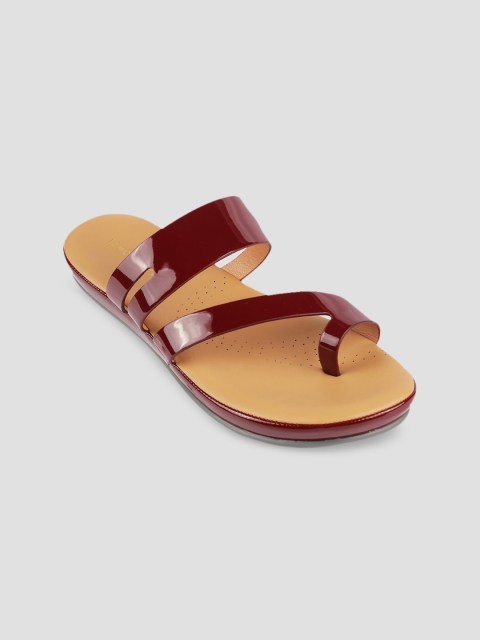 

LEMON & PEPPER Women Maroon Colourblocked One Toe Flats
