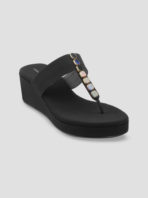 

LEMON & PEPPER Women Black Suede Wedge Sandals
