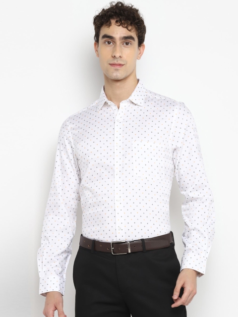 

Turtle Men White Slim Fit Opaque Printed Formal Shirt